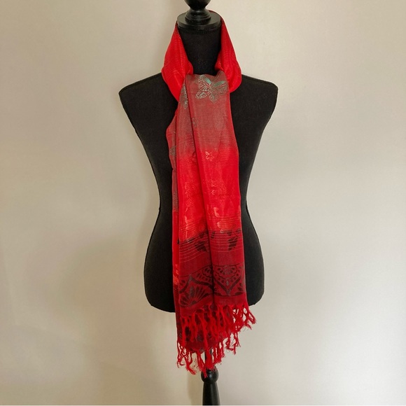 Red Butterfly Large Scarf/Wrap - Picture 5 of 9